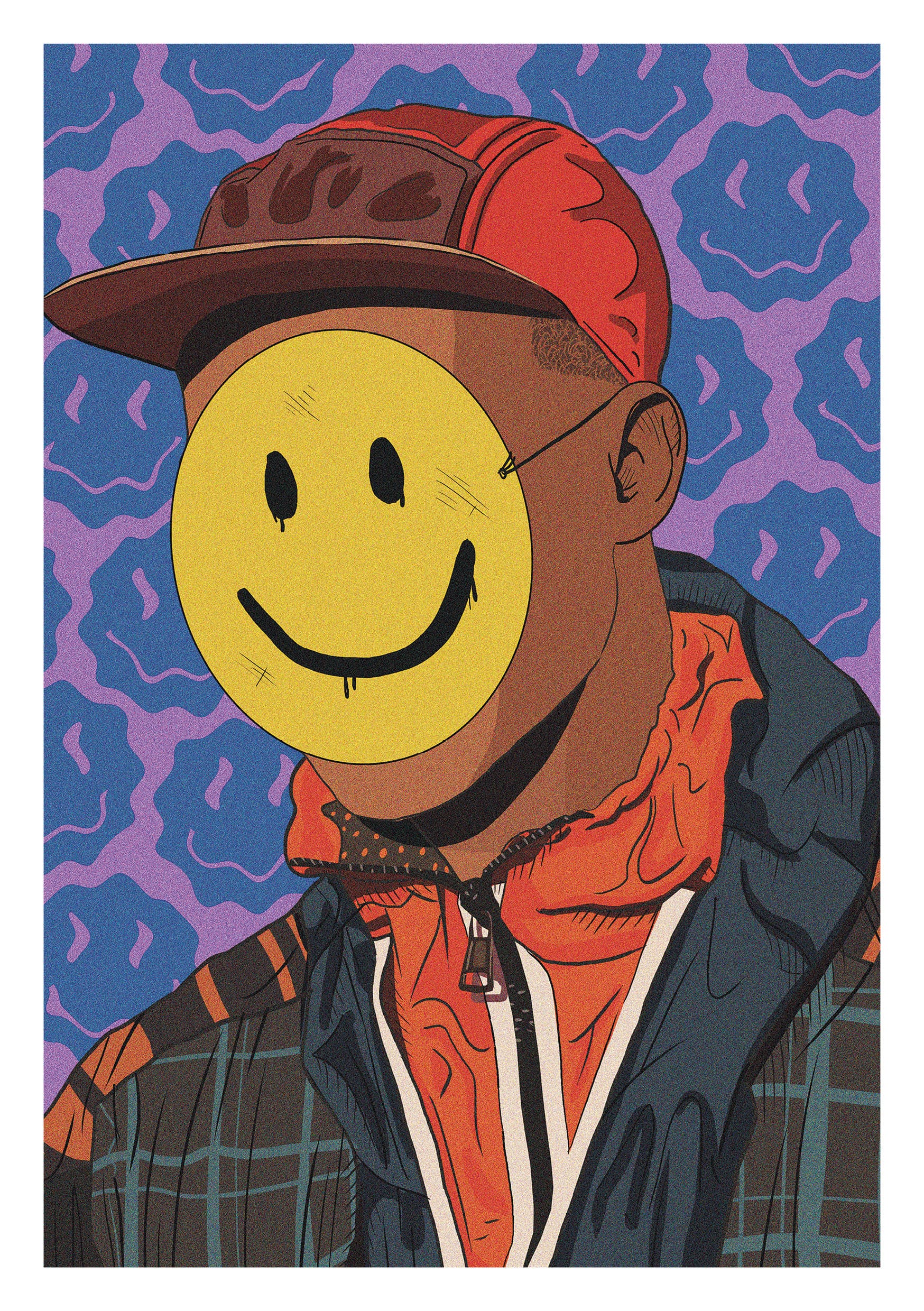 Affiche Smiley Happy illustration pop colorée