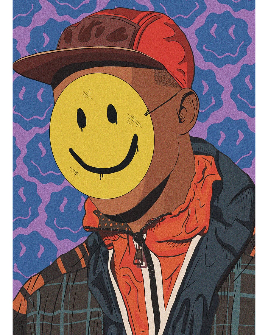 Affiche Smiley Happy illustration pop colorée