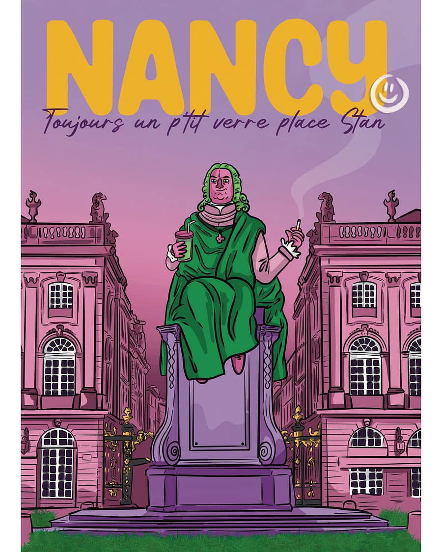 Affiche Nancy petit verre illustration Place Stanislas